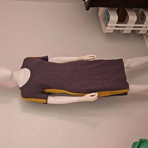 SABIE Chartreuse Gray Preppy Short Sleeve Sweater Bodycon Dress Medium - Picture 2 of 9